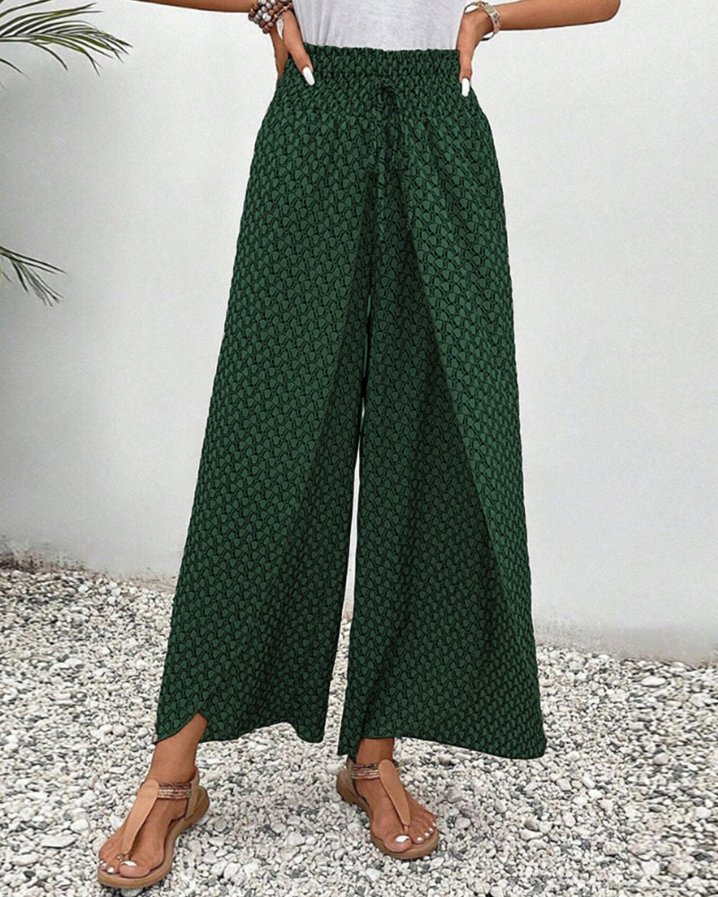 High-Waisted Summer Pants for Women | Geometric Print