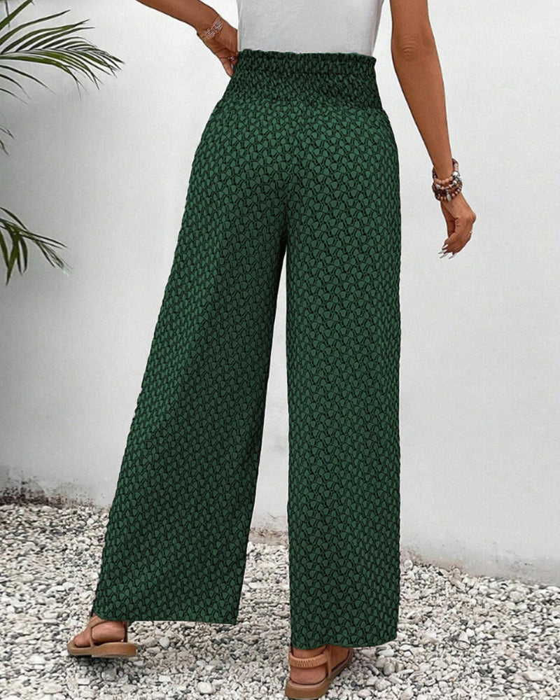 High-Waisted Summer Pants for Women | Geometric Print