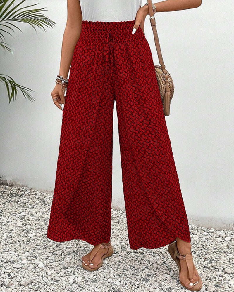High-Waisted Summer Pants for Women | Geometric Print