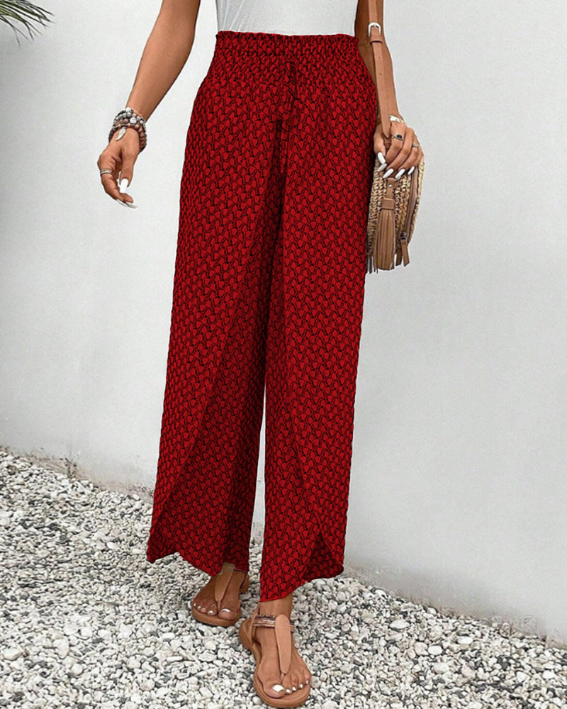 High-Waisted Summer Pants for Women | Geometric Print