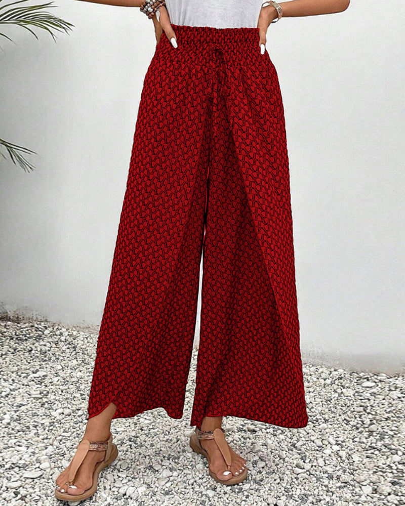 High-Waisted Summer Pants for Women | Geometric Print