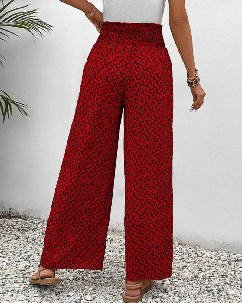 High-Waisted Summer Pants for Women | Geometric Print