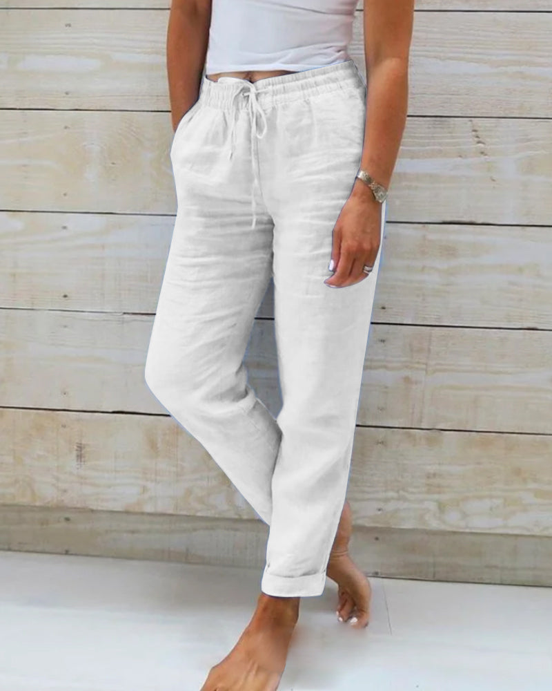 Women's Casual Drawstring Pants | Cropped