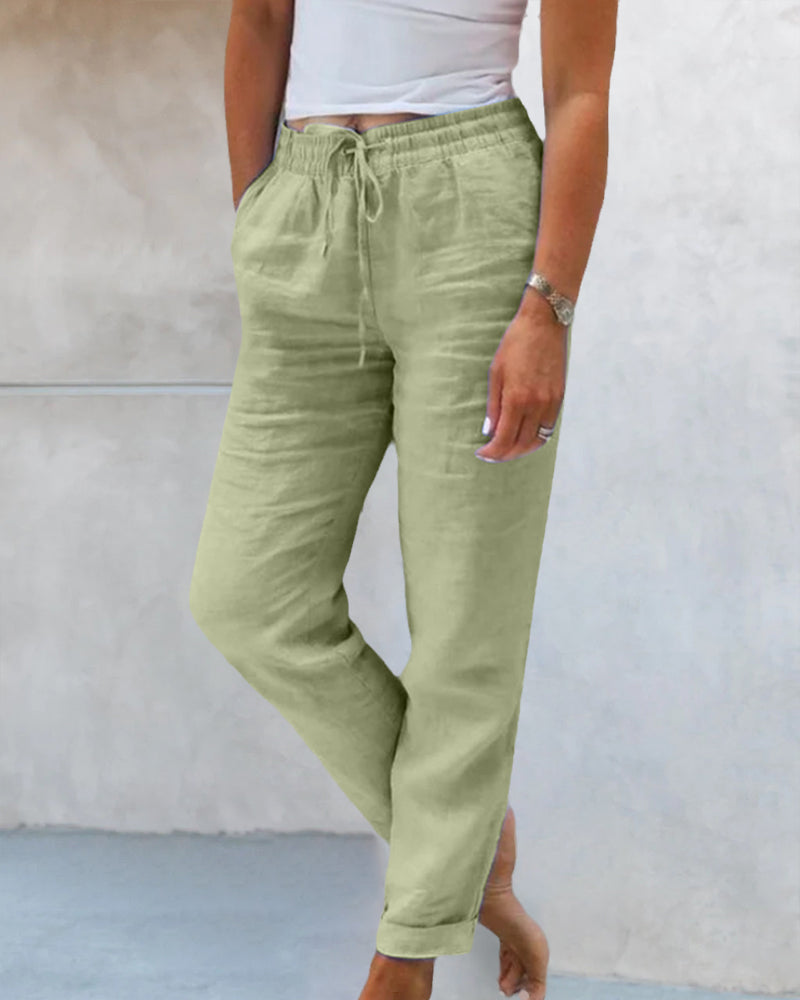 Women's Casual Drawstring Pants | Cropped