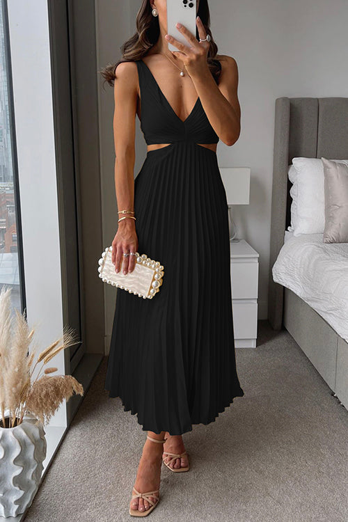 Elegant Pleated Evening Dress for Women | Midi
