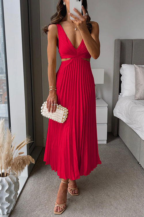 Elegant Pleated Evening Dress for Women | Midi