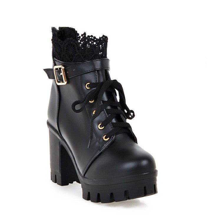 Cozenia™ | Fashionable lace-up ankle boots with sturdy heel