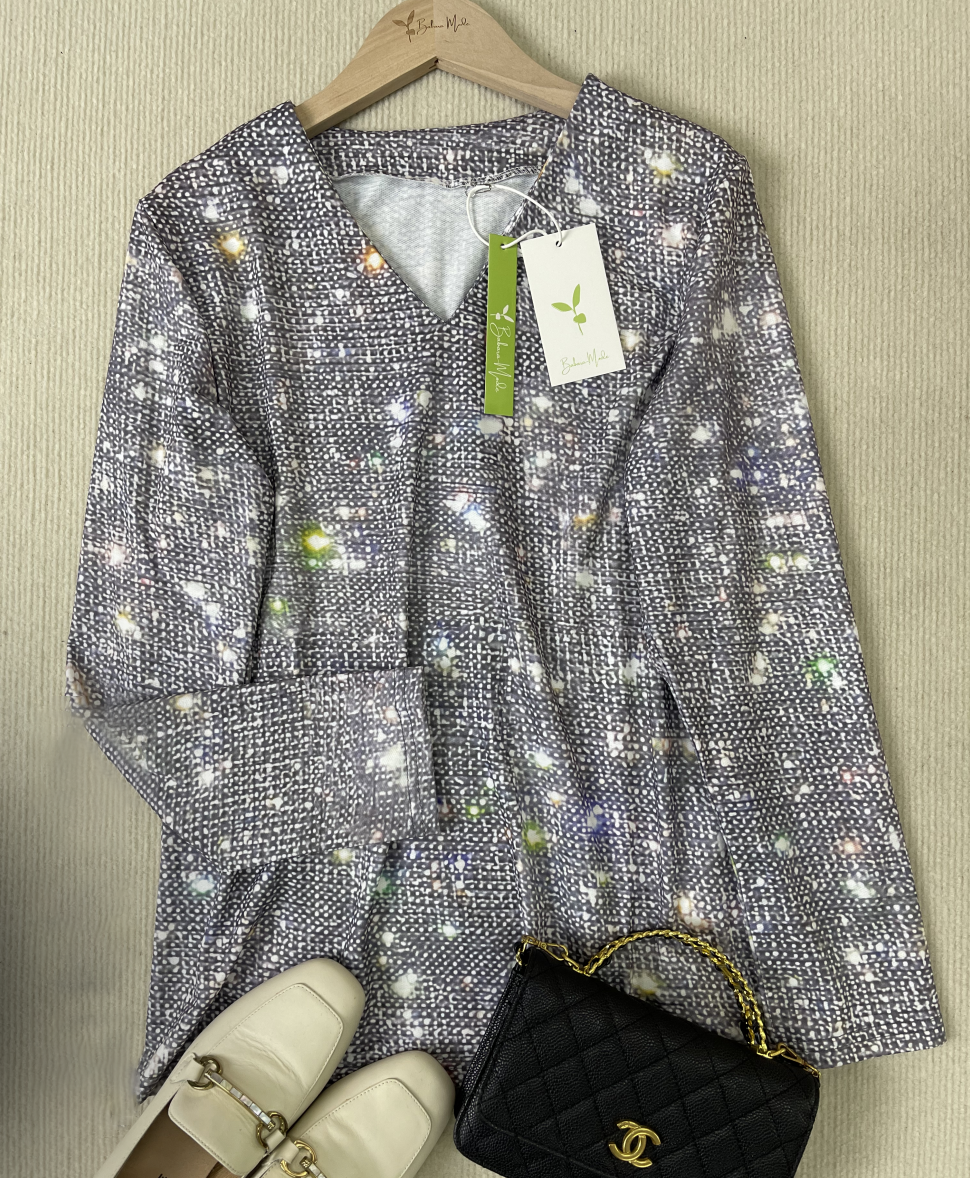 Elaina | Women's Sparkling Glitter Blouse | Long Sleeve