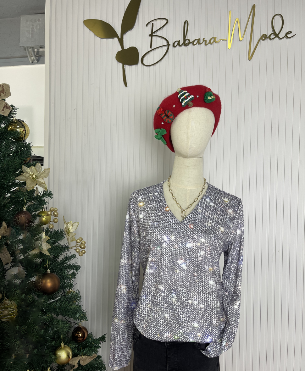 Elaina | Women's Sparkling Glitter Blouse | Long Sleeve