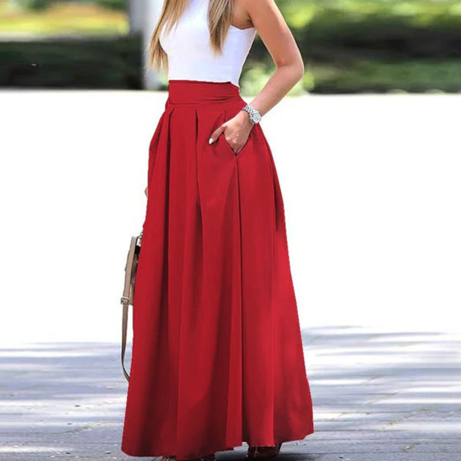 Women's Maxi Skirt with Pleats | Loose