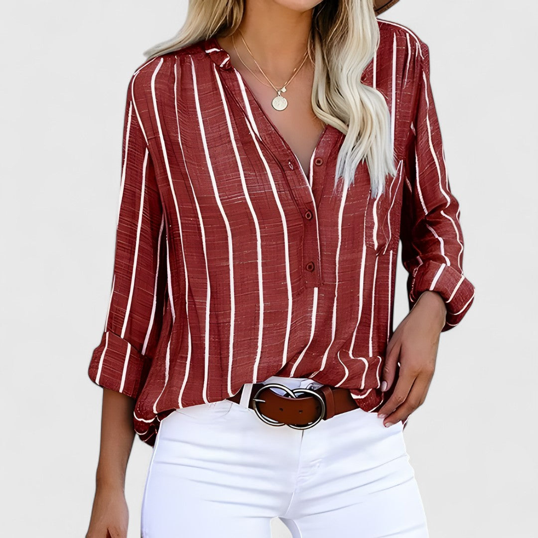 Women's Striped Blouse – Relaxed Fit and Versatile Design