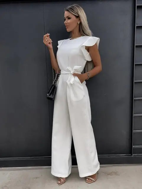 Women's Overall with Ruffle Sleeves | Wide Leg