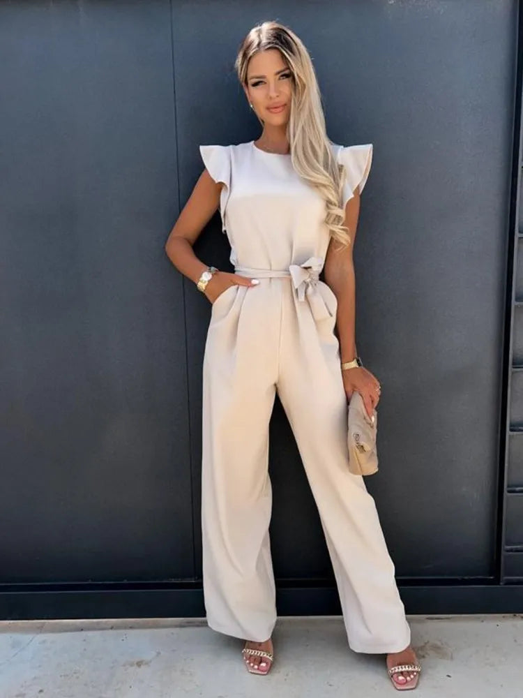 Women's Overall with Ruffle Sleeves | Wide Leg