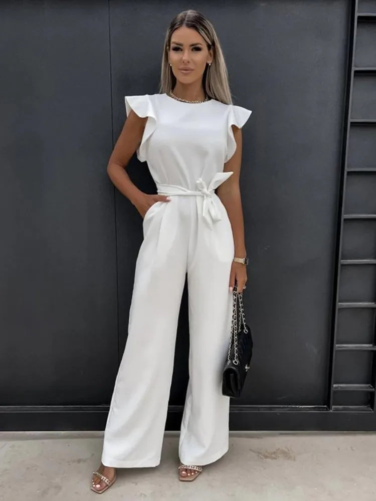 Women's Overall with Ruffle Sleeves | Wide Leg