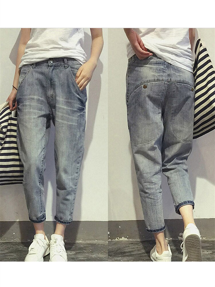 Gray Shortened Jeans for Women | Washed