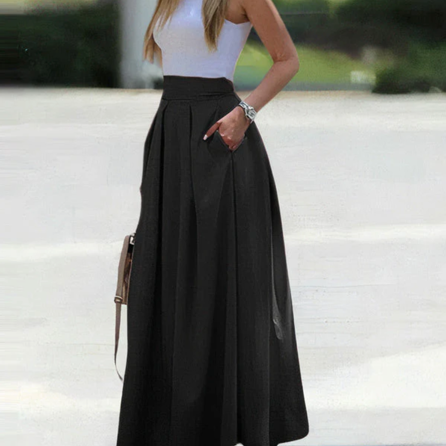 Women's Maxi Skirt with Pleats | Loose