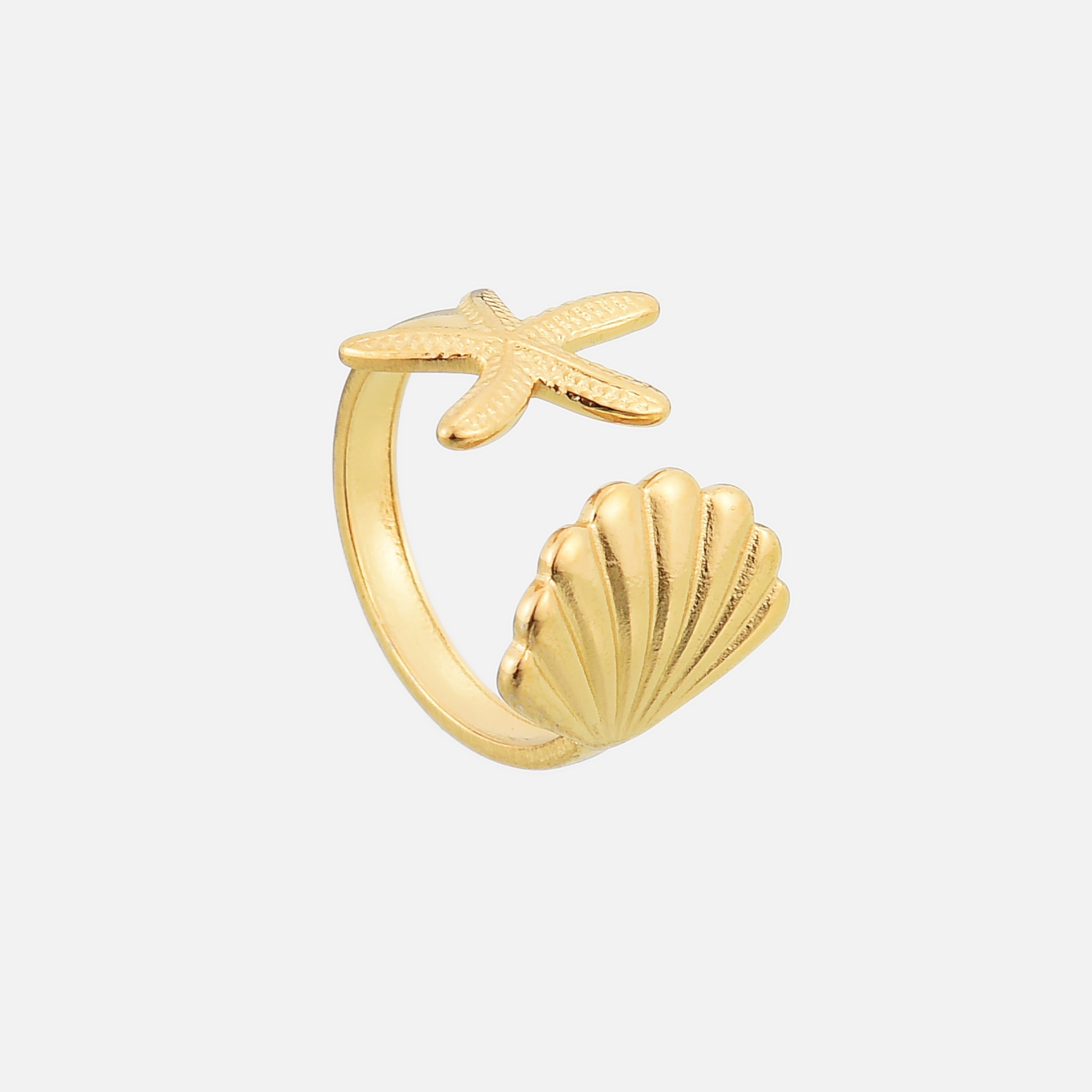 Marina Ring with Starfish and Shell Design – Maritime & Adjustable