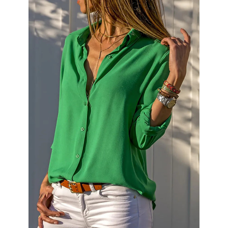 Formal Long Sleeve Blouse for Women | Button Placket