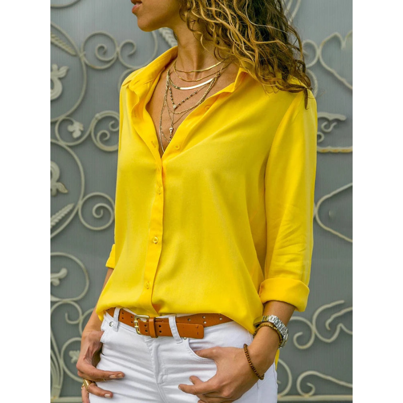 Formal Long Sleeve Blouse for Women | Button Placket
