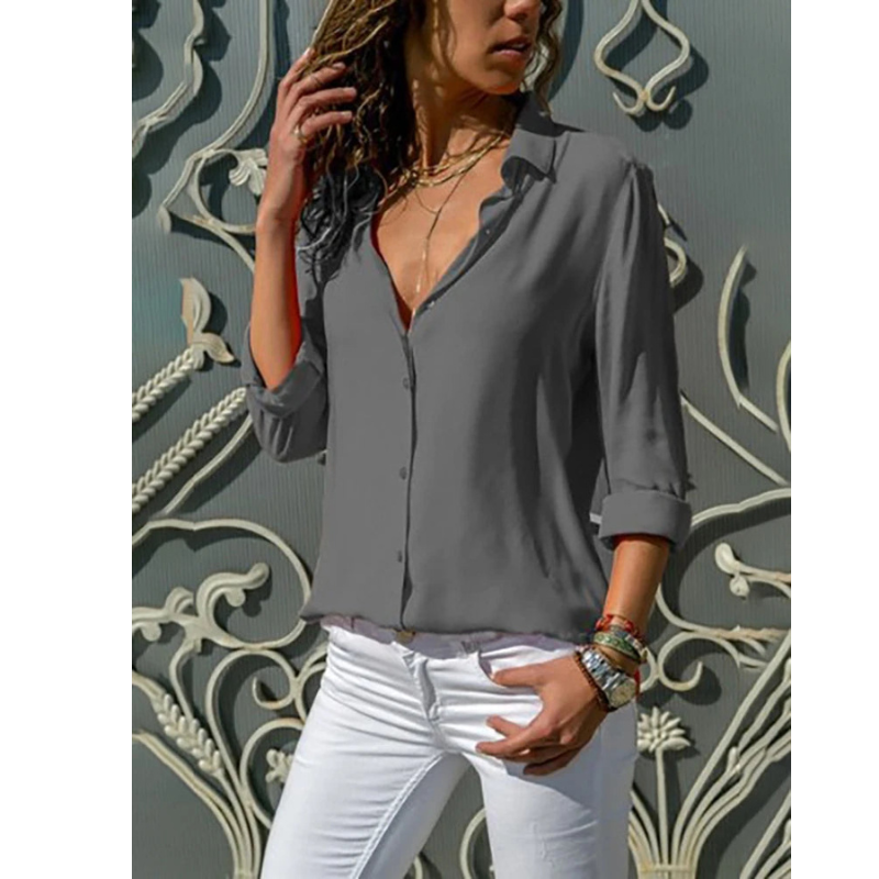 Formal Long Sleeve Blouse for Women | Button Placket