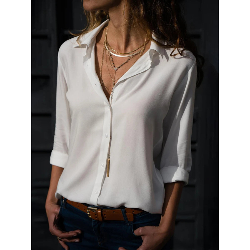 Formal Long Sleeve Blouse for Women | Button Placket