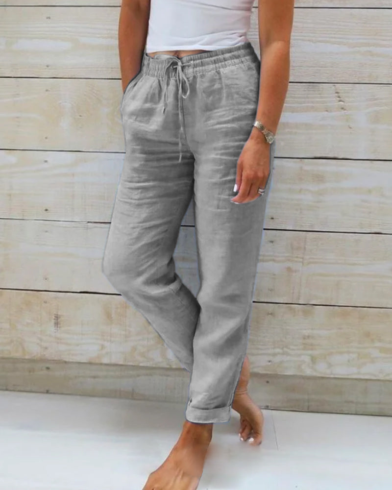Women's Casual Drawstring Pants | Cropped