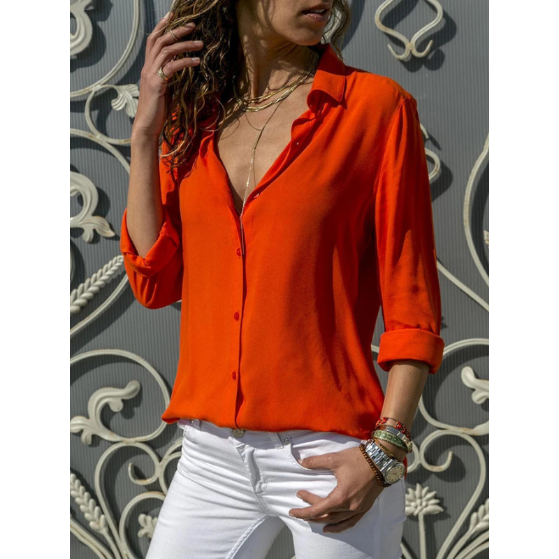 Formal Long Sleeve Blouse for Women | Button Placket