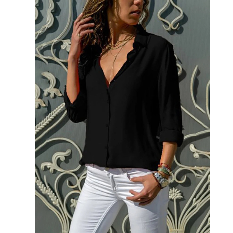 Formal Long Sleeve Blouse for Women | Button Placket