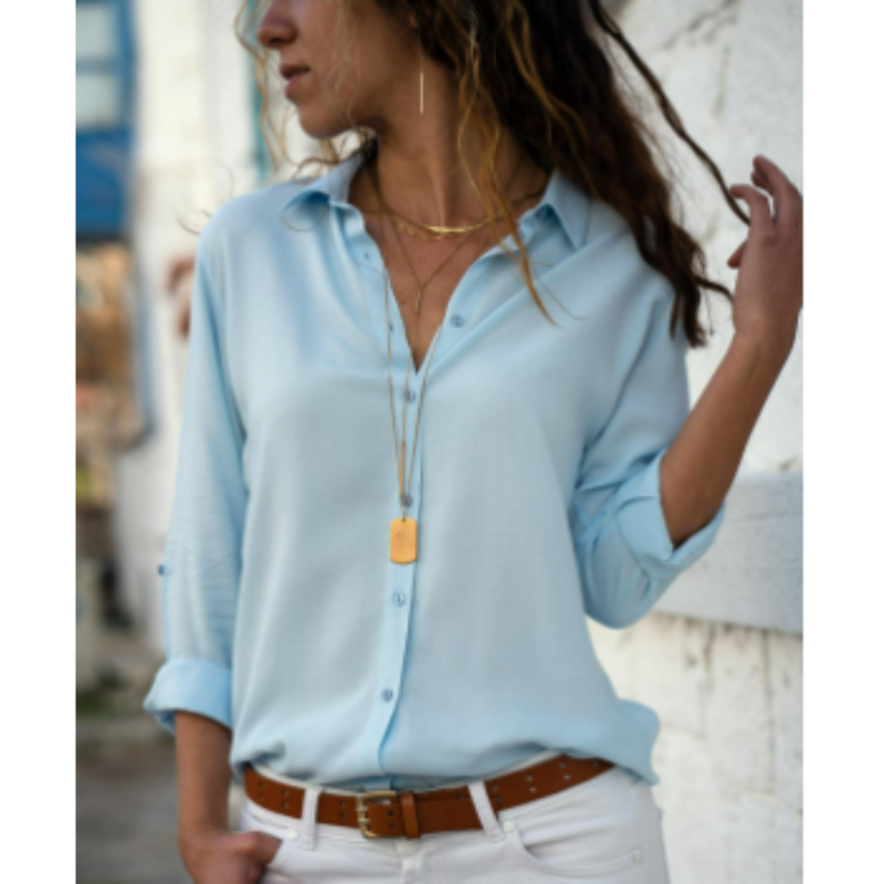 Formal Long Sleeve Blouse for Women | Button Placket