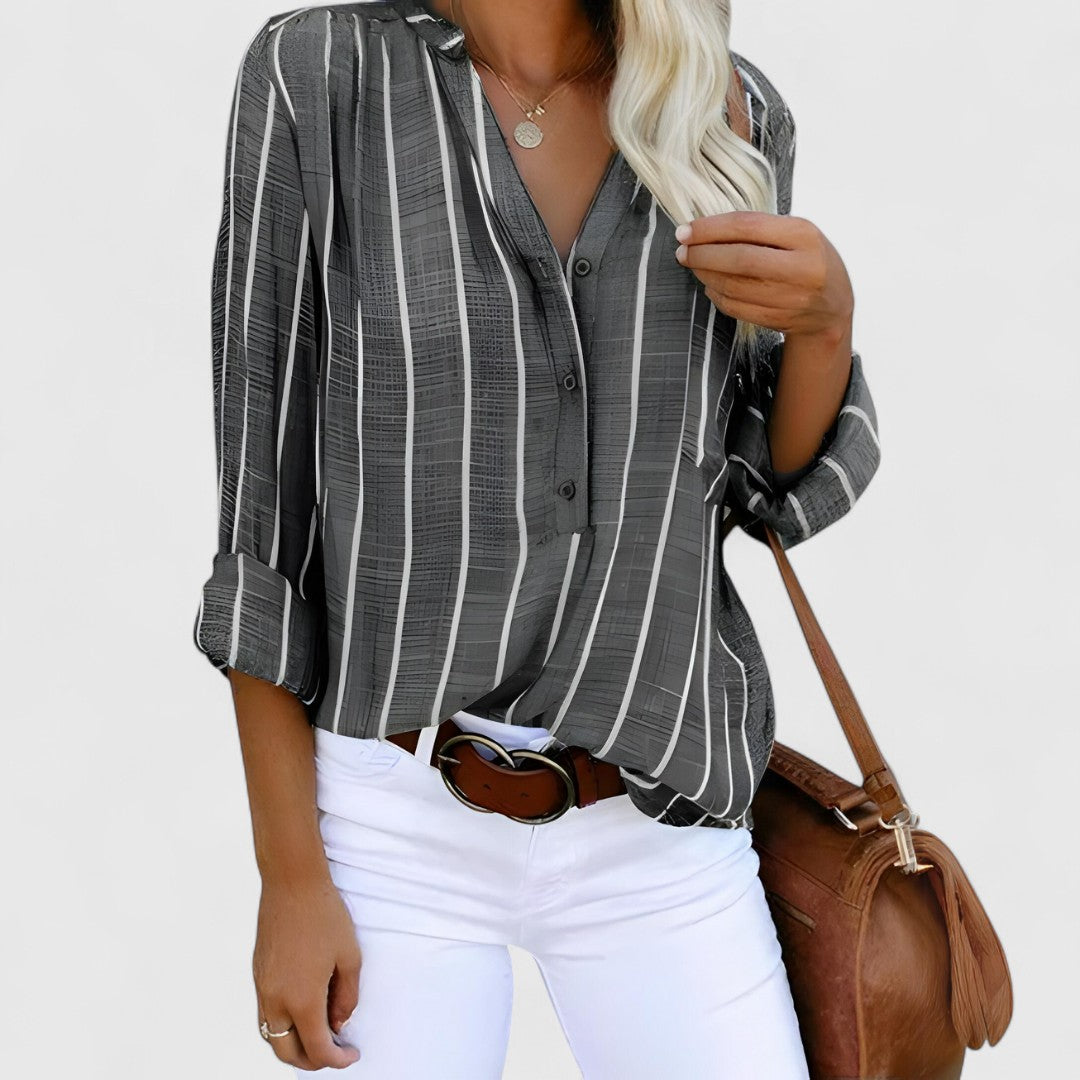 Women's Striped Blouse – Relaxed Fit and Versatile Design
