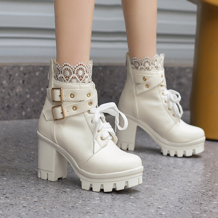Cozenia™ | Fashionable lace-up ankle boots with sturdy heel