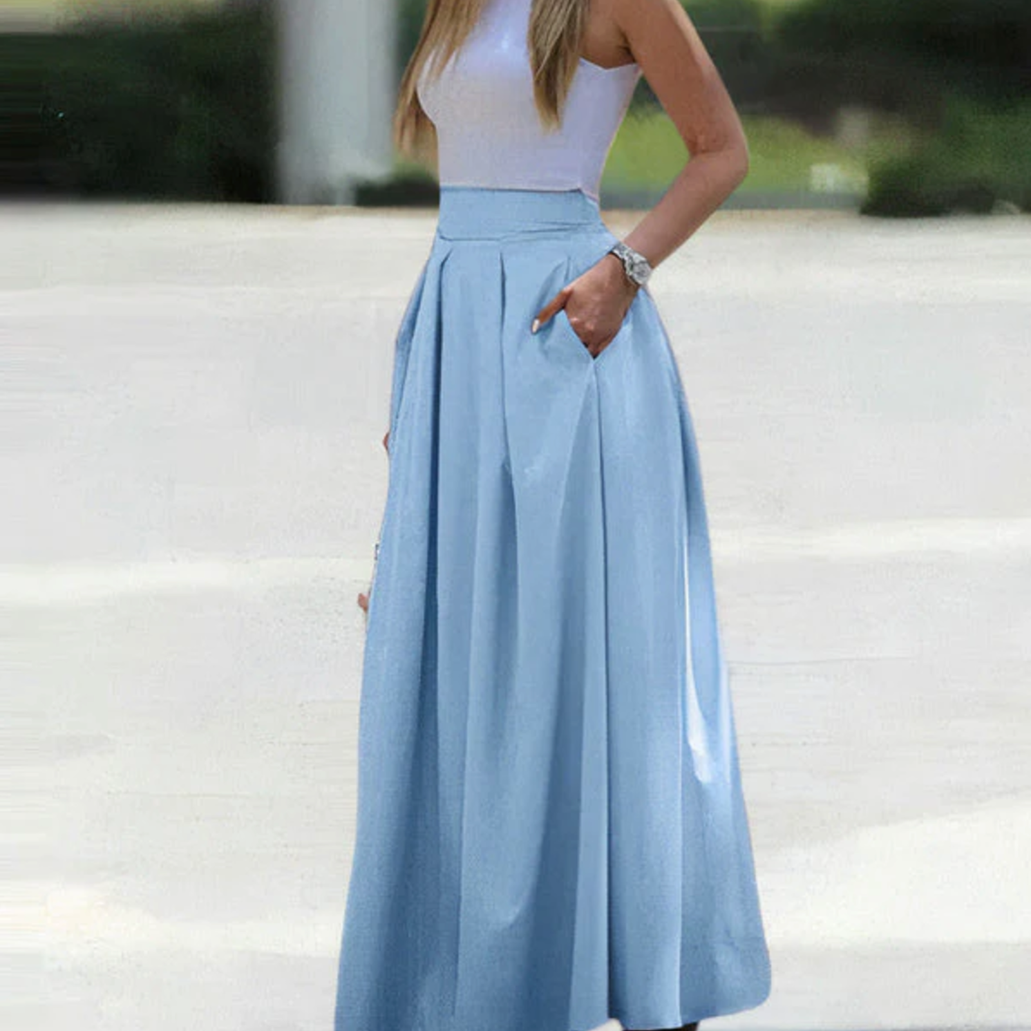 Women's Maxi Skirt with Pleats | Loose