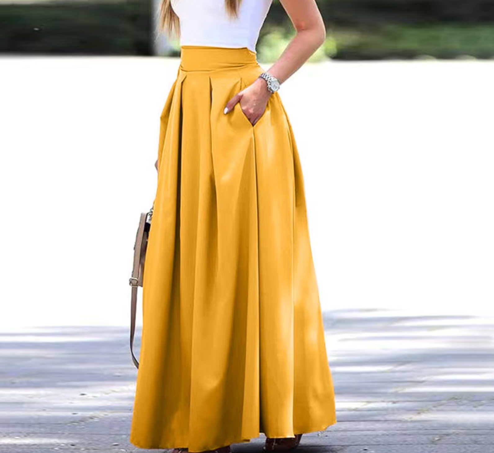 Women's Maxi Skirt with Pleats | Loose