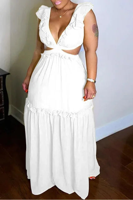 Glossy Glam Dress V-Neck