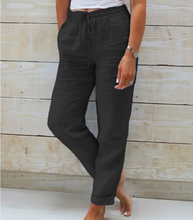 Women's Casual Drawstring Pants | Cropped