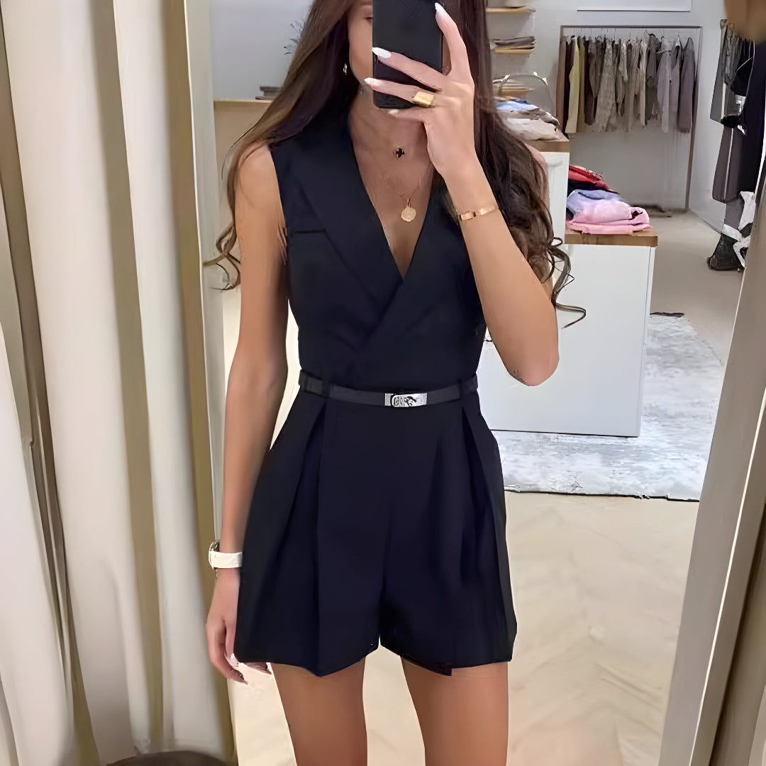 Women's Elegant Belt Wrap Style Shirt Dress | Sleeveless