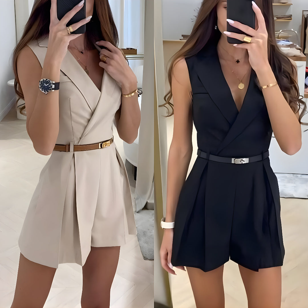 Women's Elegant Belt Wrap Style Shirt Dress | Sleeveless