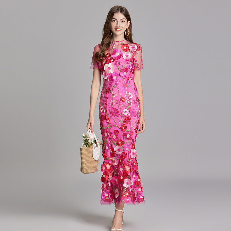 Elegant Sleeveless Embroidered Women's Dress | Maxi