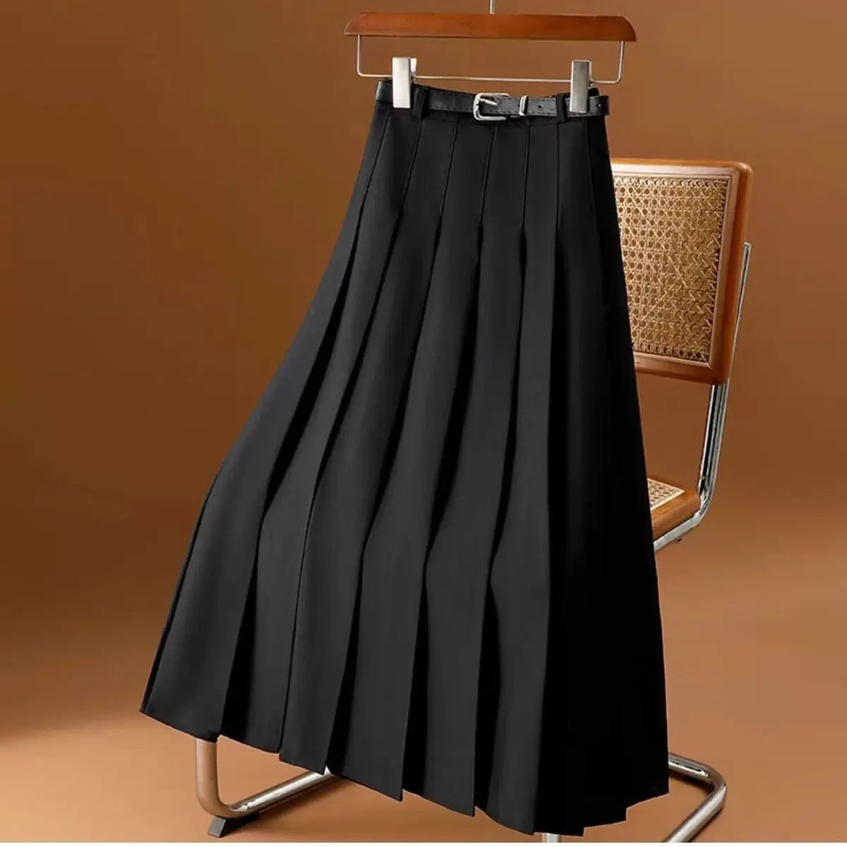 Women's Pleated Skirt with Belt | Midi