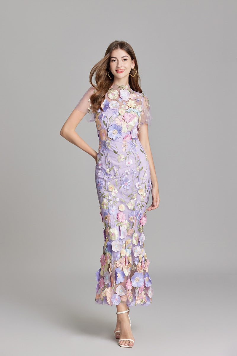 Elegant Sleeveless Embroidered Women's Dress | Maxi