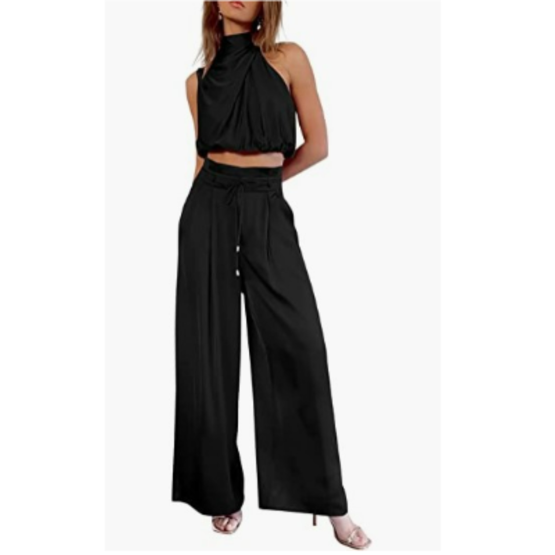 Set of Sleeveless Top and High-Waisted Pants for Women | Summer