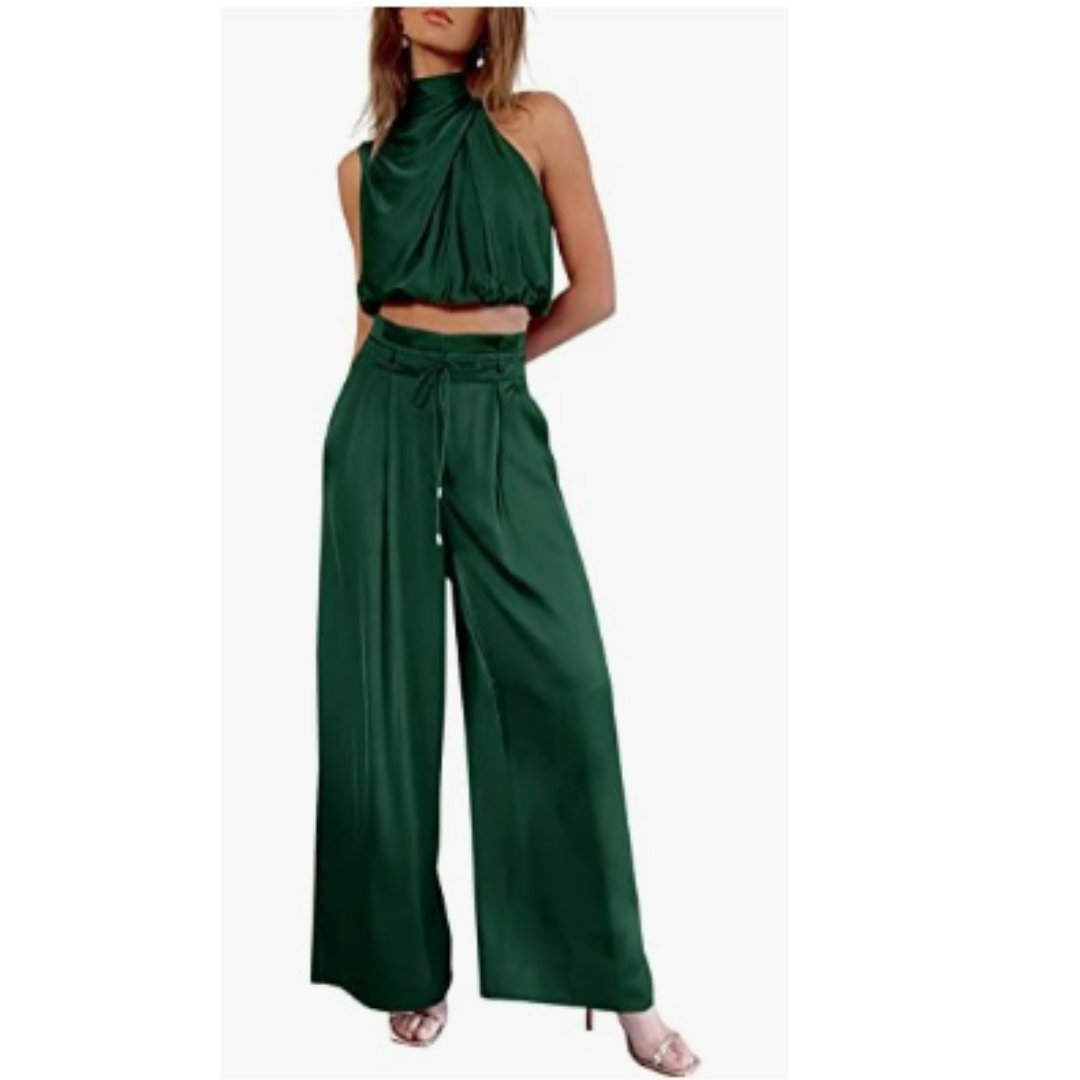 Set of Sleeveless Top and High-Waisted Pants for Women | Summer