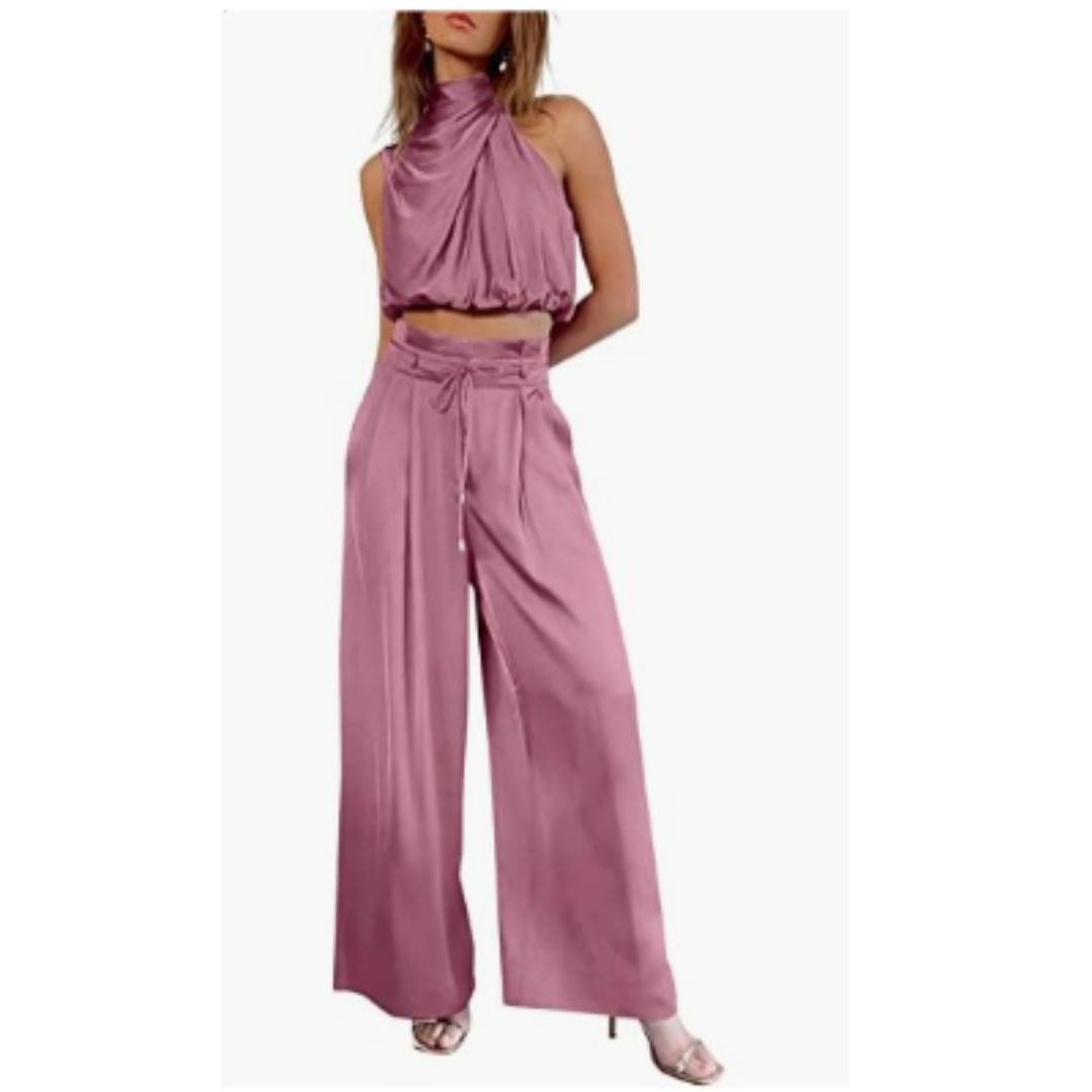 Set of Sleeveless Top and High-Waisted Pants for Women | Summer