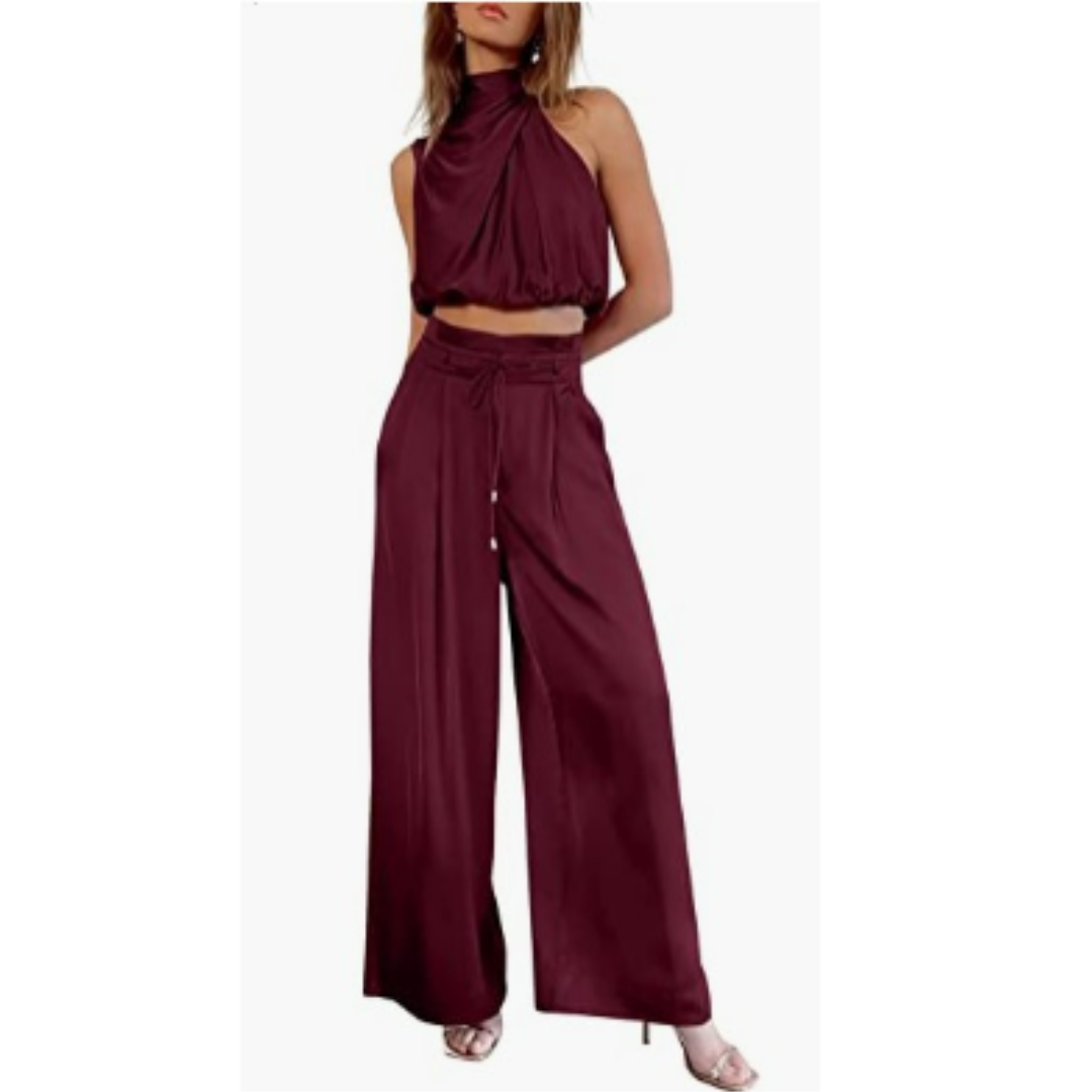 Set of Sleeveless Top and High-Waisted Pants for Women | Summer