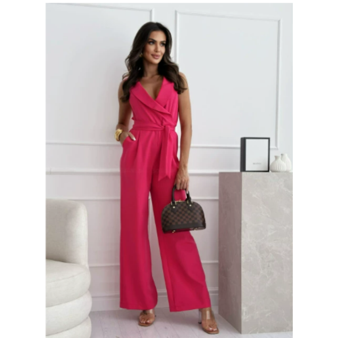Women's Sleeveless Wide-Leg Jumpsuit | V-Neck
