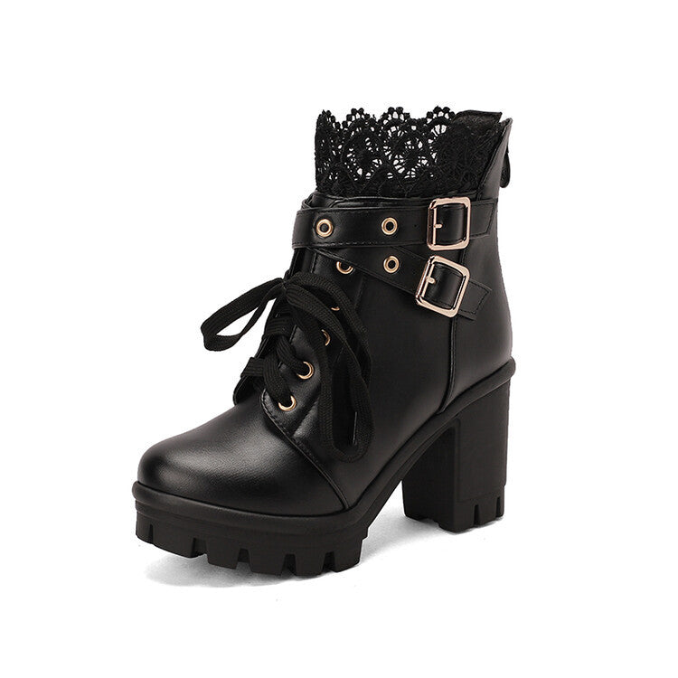 Cozenia™ | Fashionable lace-up ankle boots with sturdy heel