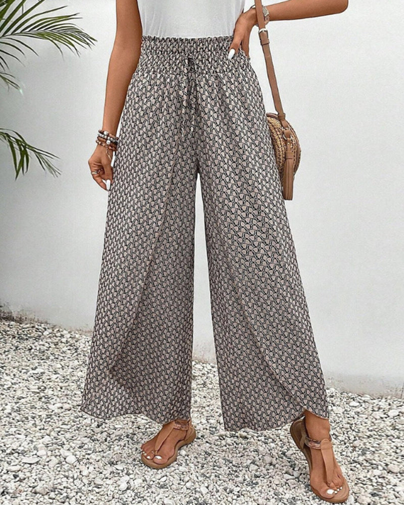 High-Waisted Summer Pants for Women | Geometric Print