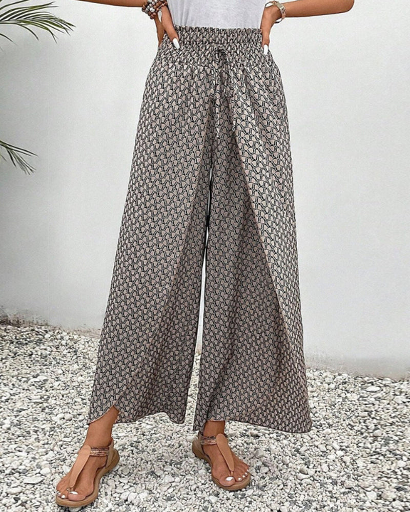 High-Waisted Summer Pants for Women | Geometric Print