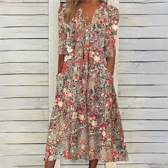 Bohemian Style Summer Dress for Women | Midi