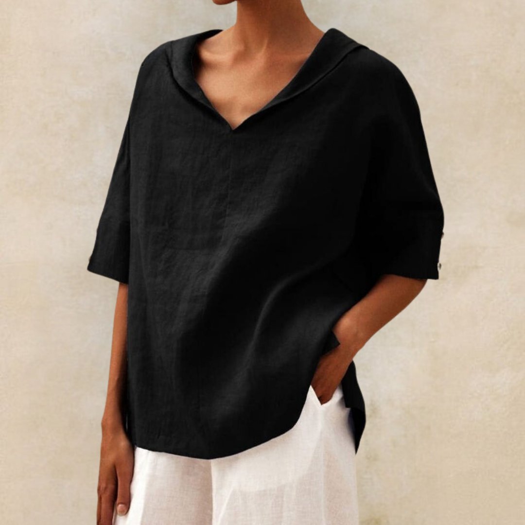 Martha | Women's Linen Shirt with V-Neck and Loose Fit